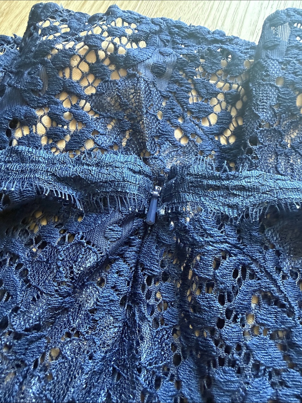 Aqua Navy Lace Fit-and-Flare Dress - Picture 2 of 6